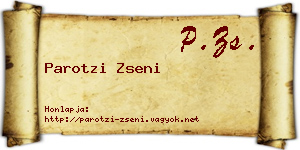 Parotzi Zseni névjegykártya